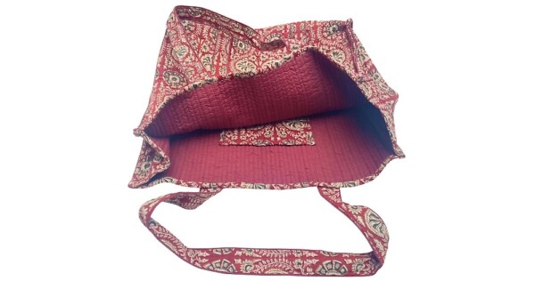 tas Papillon 45x40cm rood met bloemen doorgestikt