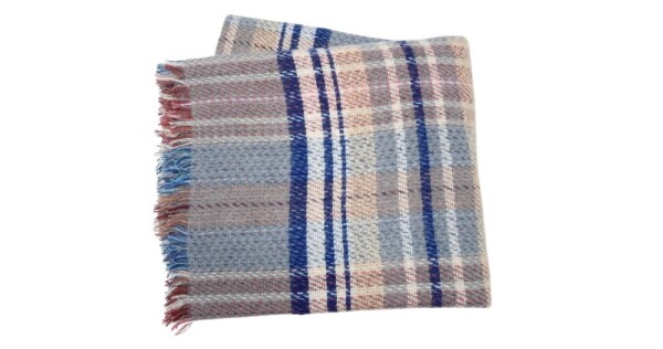 plaid Glastonbury 150x180cm blauw en zandkleurig