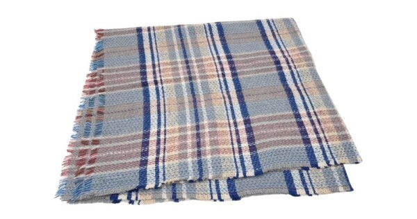 plaid Glastonbury 150x180cm blauw en zandkleurig