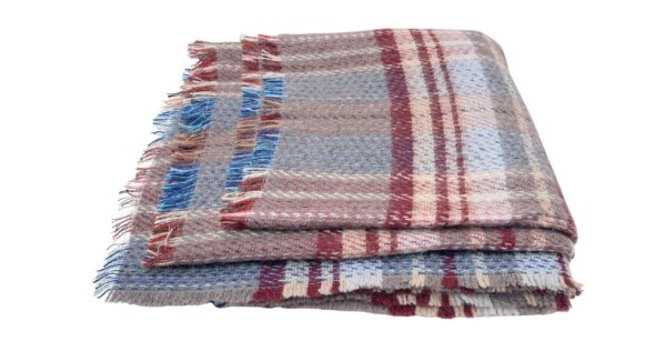 plaid Glastonbury 150x180cm bordeaux rood en blauwgrijs