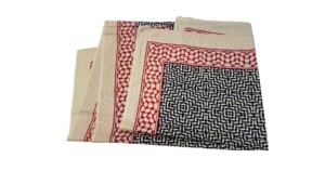 SJ32b pareo en sjaal Babylon 100x180cm zwart, crème en rood
