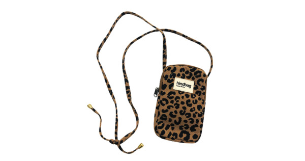 telefoontasje Leopard kleur: camel 11x18cm