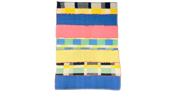 deken MeS patchwork ongeveer 145x210cm roze geel zwart en blauw