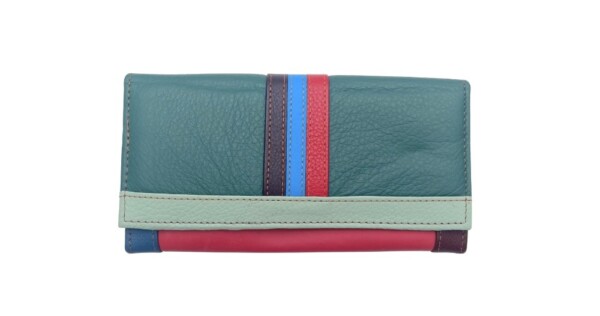 portemonnee Patchwork 20x9cm groen rood blauw