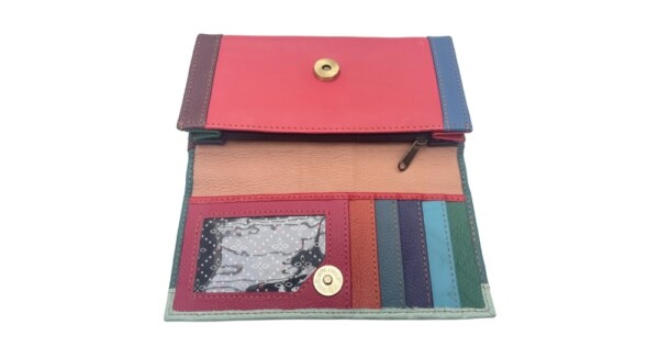 portemonnee Patchwork 20x9cm groen rood blauw