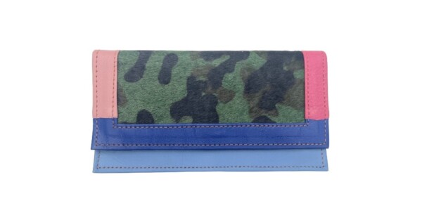 portemonnee Patchwork 20x8cm groen roze blauw