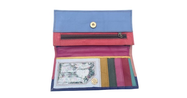 portemonnee Patchwork 20x8cm groen roze blauw