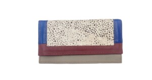 portemonnee Patchwork 20x8cm creme blauw grijs