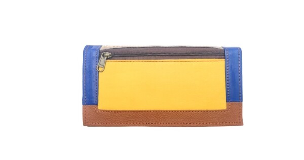 portemonnee Patchwork 20x8cm creme blauw grijs
