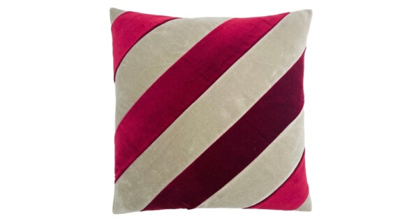 kussen New Stripes 45x45cm Bordeaux en grijs