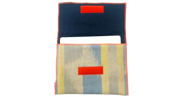 TS41a laptoptas Neon 35x25cm geel met blauw en grijs